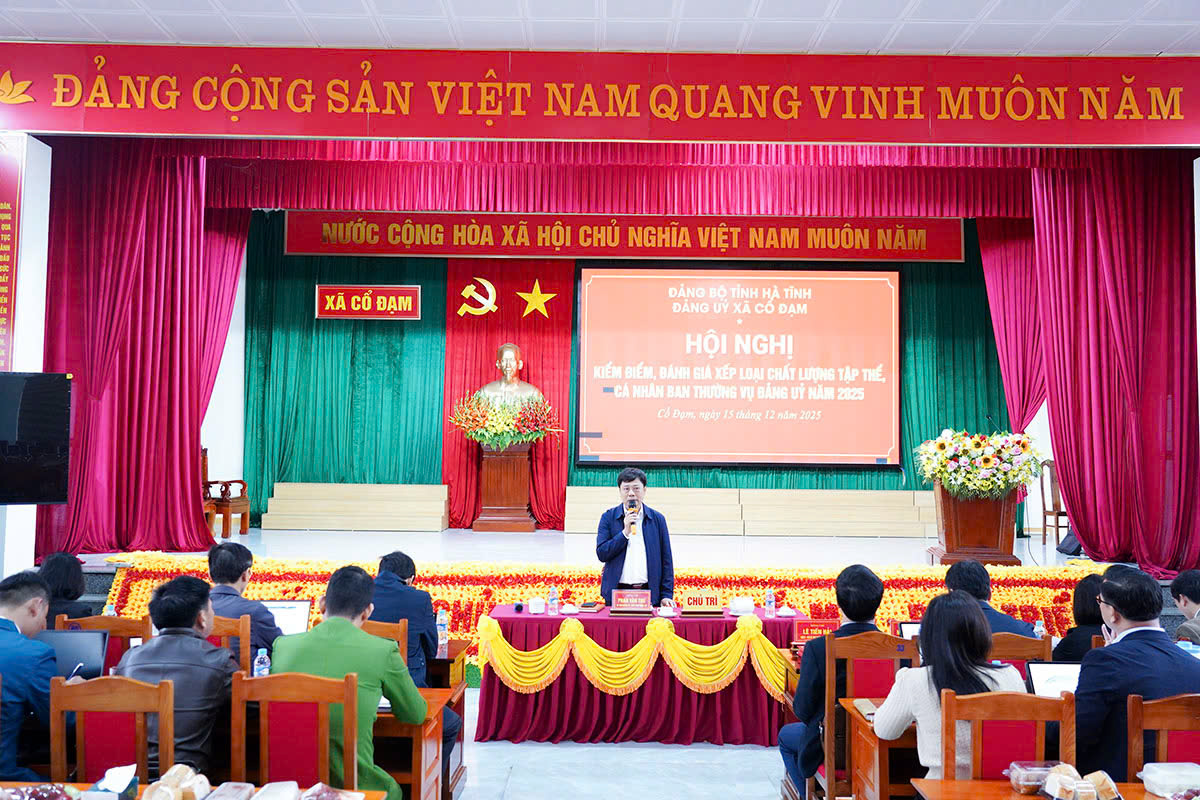 Ban Thường vụ Đảng ủy xã Cổ Đạm tổ chức hội nghị kiểm điểm, đánh giá chất lượng tập thể và cá nhân năm 2025