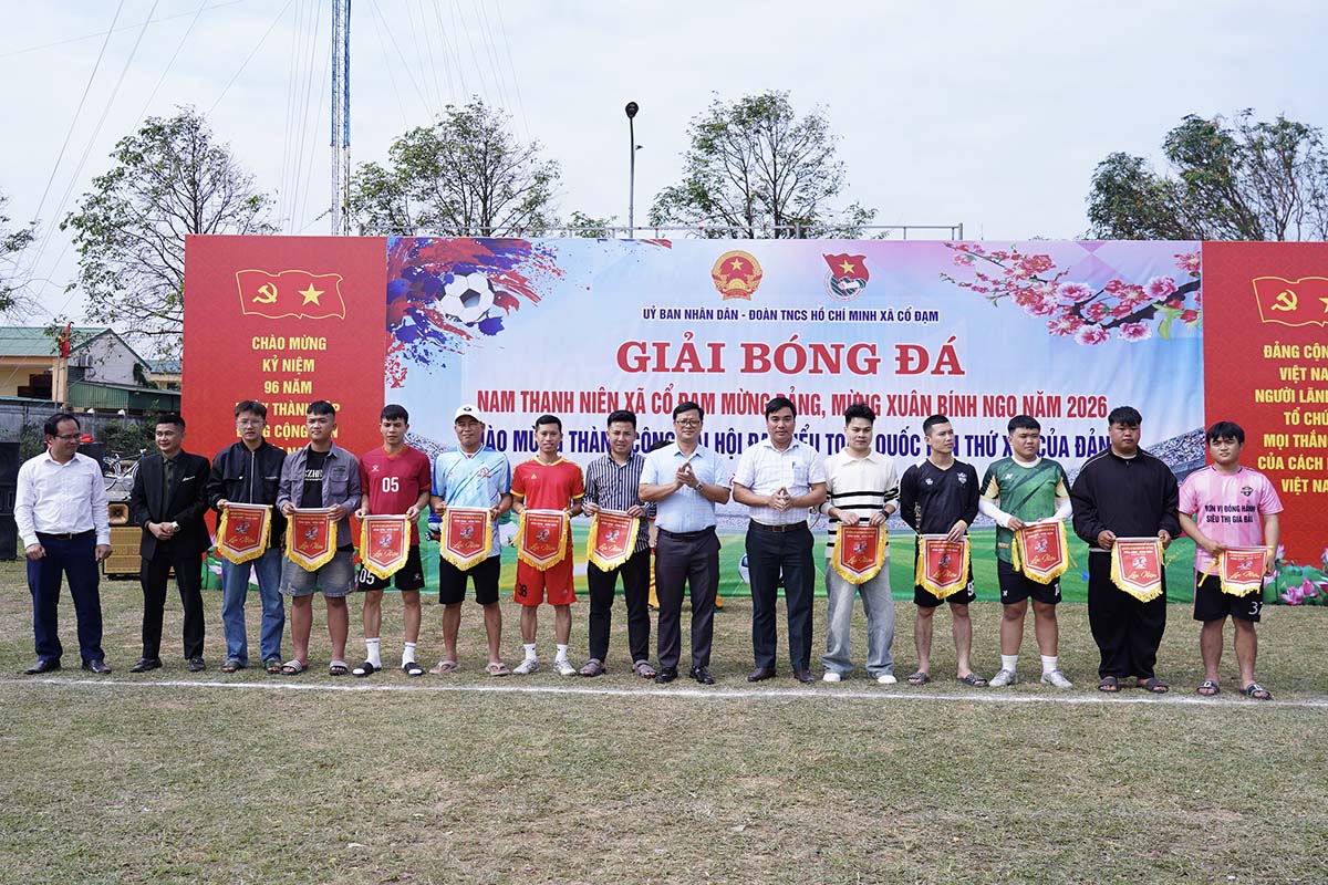 Cổ Đạm: 12 đội bóng tham gia Giải bóng đá nam thanh niên mừng Đảng - mừng Xuân năm 2026