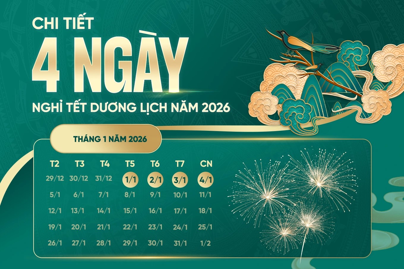 Thông báo về việc nghỉ và trực Tết Dương lịch năm 2026