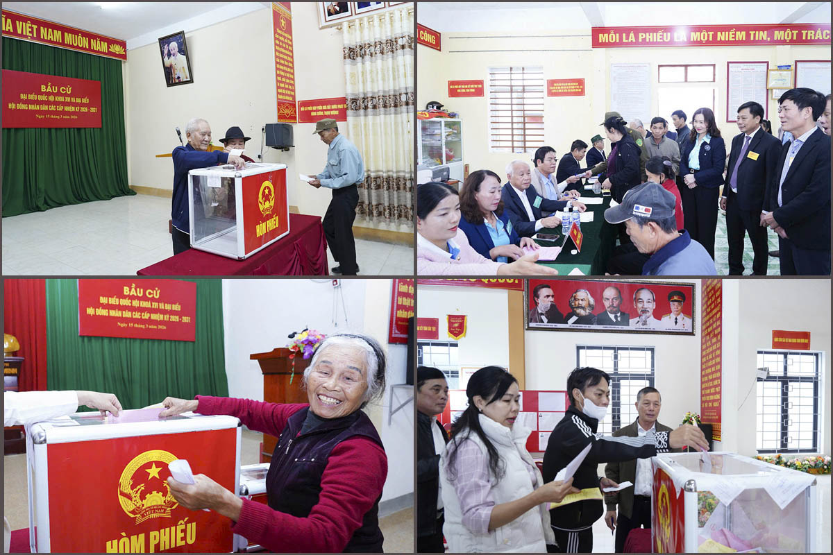 Cử tri Cổ Đạm nô nức đi bỏ phiếu bầu cử