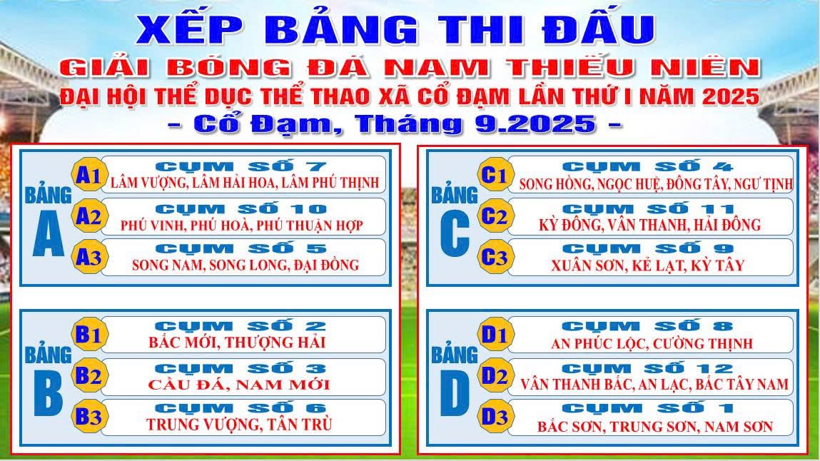 Sôi nổi vòng bảng Giải bóng đá nam thiếu niên – Đại hội Thể dục thể thao lần thứ Nhất xã Cổ Đạm năm 2025