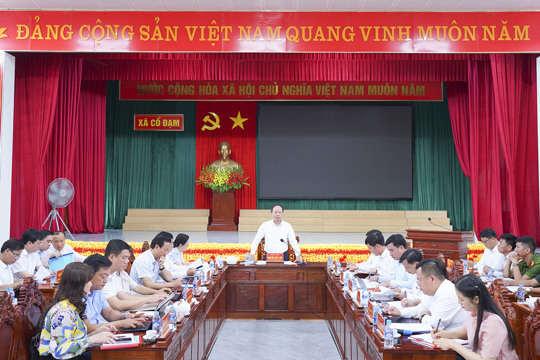 Thường trực Tỉnh ủy làm việc với Ban Thường vụ Đảng ủy xã Cổ Đạm về kết quả công tác xây dựng Đảng, hệ thống chính trị, phát triển kinh tế - xã hội