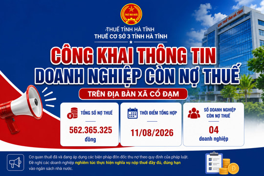 Cổ Đạm: Công khai thông tin 4 doanh nghiệp còn nợ hơn 562 triệu đồng tiền thuế  