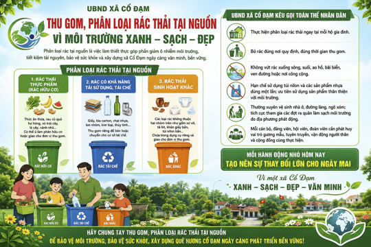 Đẩy mạnh phân loại rác thải tại nguồn, xây dựng Cổ Đạm xanh – sạch – đẹp