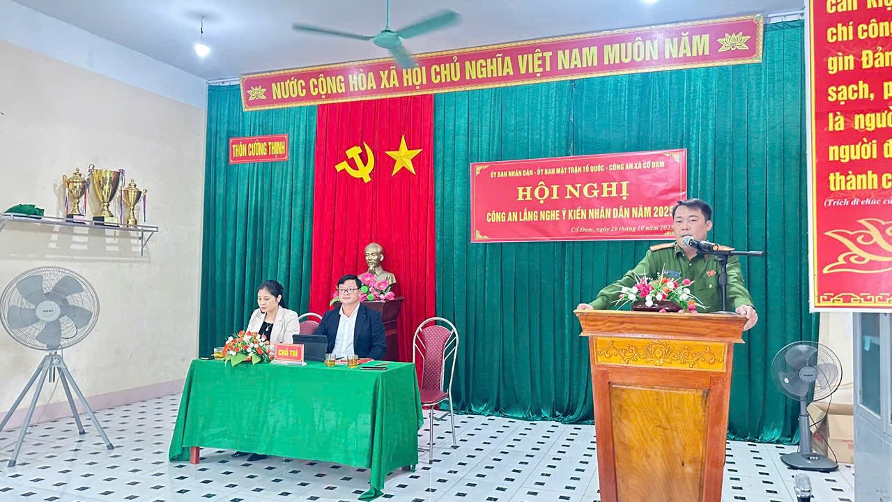 Công an xã Cổ Đạm tổ chức hội nghị “Công an lắng nghe ý kiến nhân dân” 
