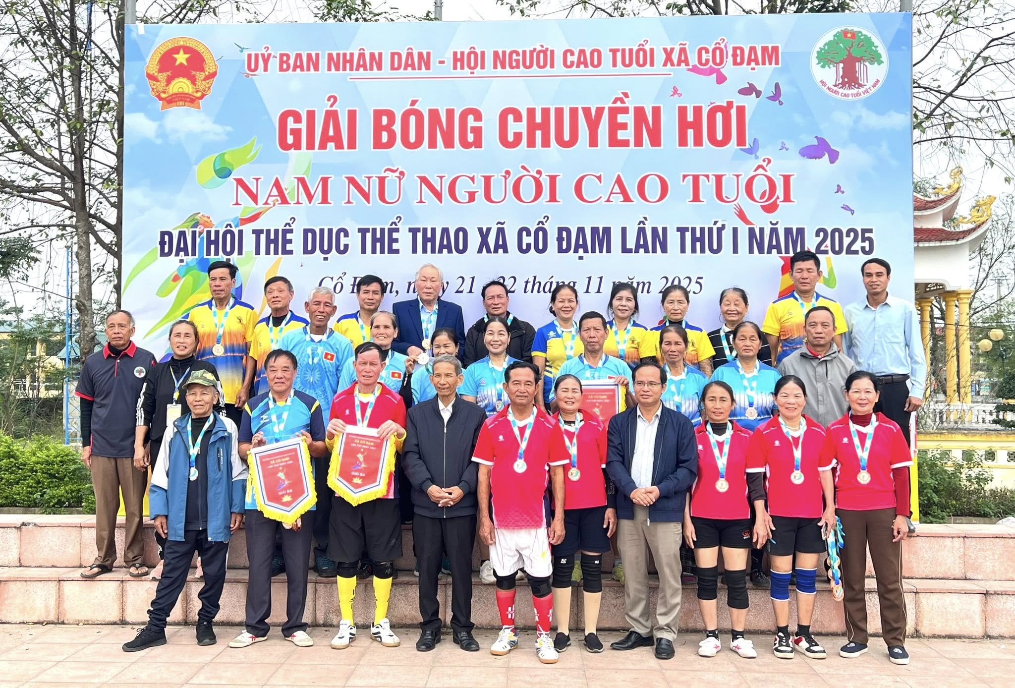 Giải Bóng Chuyền Hơi Nam Nữ Người Cao Tuổi – Đại Hội Thể Dục Thể Thao Xã Cổ Đạm Lần Thứ I Năm 2025 Thành Công Tốt Đẹp 