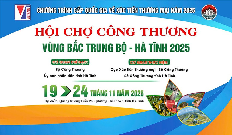 Hội chợ Công thương vùng Bắc Trung bộ – Hà Tĩnh 2025 diễn ra từ 19/11 